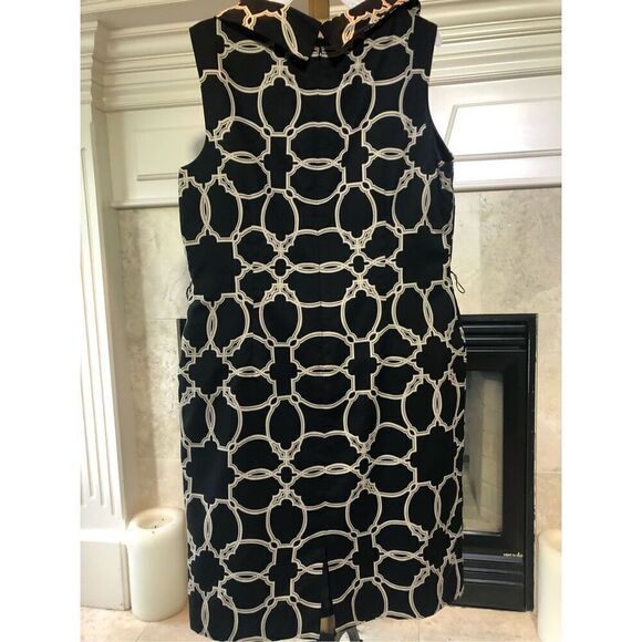 Talbots Women’s Elegant Black and Tan Pattern Tank Dress Size 16 - Picture 2 of 6